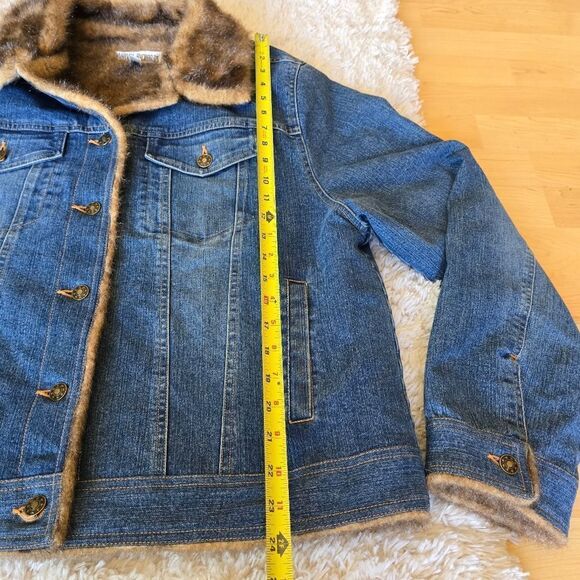 Marvin Richard's Women’s Jean Jacket with Faux Fur Linning & Trim Size XL Y2k - Picture 11 of 16